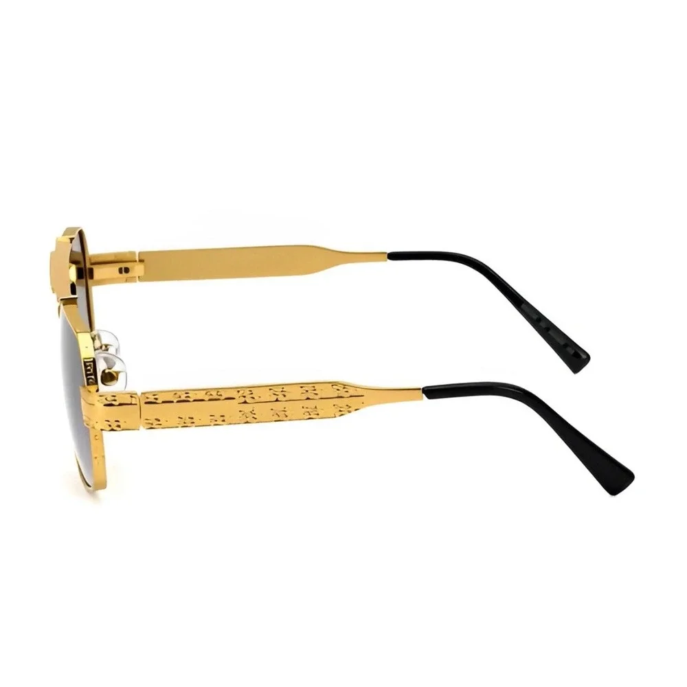 Mens Gold Square Aviator Sunglasses Bold‎ Shaped Sophisticated Classy 80's 90's